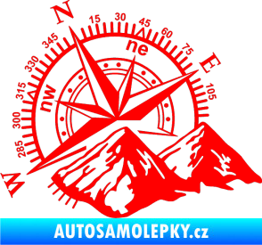 Samolepka Kompas 002 levá hory Fluorescentní červená