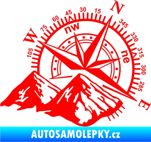 Samolepka Kompas 002 pravá hory Fluorescentní červená