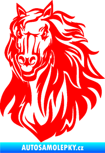 Samolepka Kůň 067 levá hlava s hřívou Fluorescentní červená
