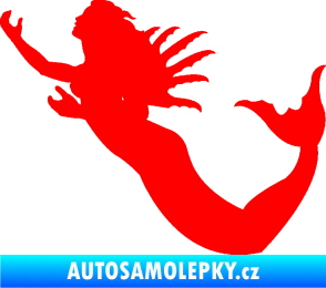 Samolepka Mořská panna levá siréna Fluorescentní červená
