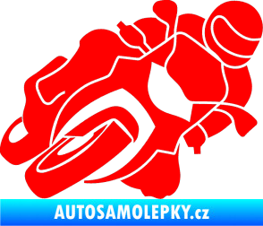 Samolepka Motorka 001 pravá silniční motorky Fluorescentní červená