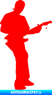 Samolepka Music 006 pravá hráč na kytaru Fluorescentní červená