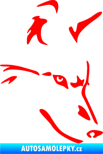 Samolepka Pes 159 pravá vlk Fluorescentní červená