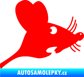 Samolepka Překvapená myš pravá Fluorescentní červená