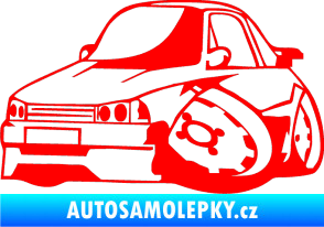 Samolepka Škoda 120 karikatura levá Fluorescentní červená