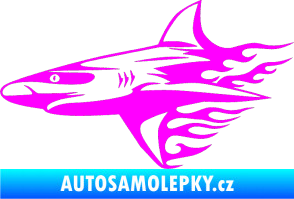 Samolepka Animal flames 031 levá žralok Fluorescentní růžová