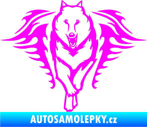 Samolepka Animal flames 039 levá  vlk Fluorescentní růžová