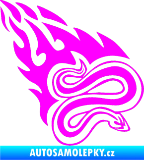 Samolepka Animal flames 065 pravá had Fluorescentní růžová