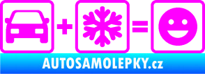 Samolepka Auto + sníh = veselý smajlík Fluorescentní růžová