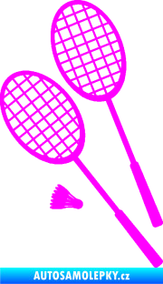 Samolepka Badminton rakety levá Fluorescentní růžová