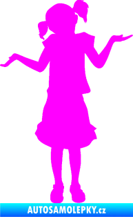 Samolepka Děti silueta 001 levá holčička krčí rameny Fluorescentní růžová