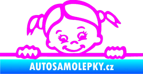 Samolepka Dítě v autě 030 pravá malá slečna hlavička Fluorescentní růžová