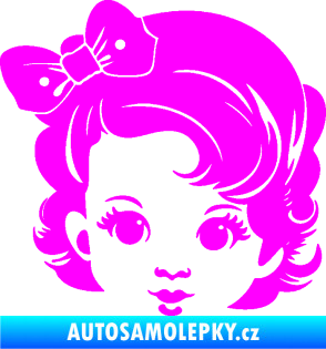 Samolepka Dítě v autě 110 levá holčička s mašlí Fluorescentní růžová