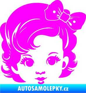 Samolepka Dítě v autě 110 pravá holčička s mašlí Fluorescentní růžová