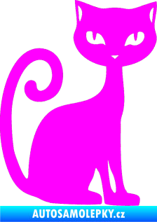 Samolepka Kočka 009 pravá Fluorescentní růžová