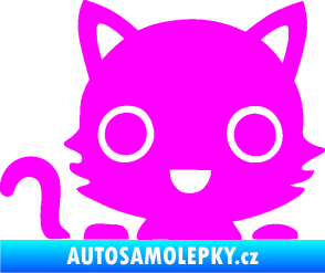 Samolepka Kočka 014 levá kočka v autě Fluorescentní růžová