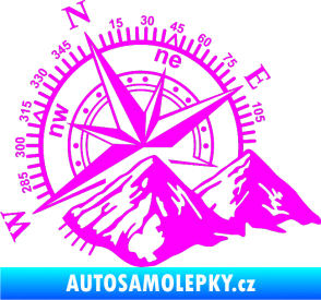 Samolepka Kompas 002 levá hory Fluorescentní růžová