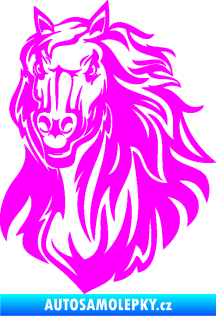 Samolepka Kůň 067 levá hlava s hřívou Fluorescentní růžová
