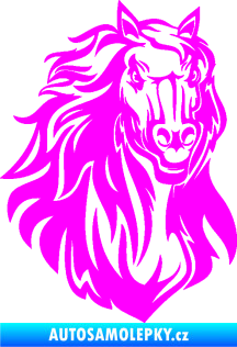 Samolepka Kůň 067 pravá hlava s hřívou Fluorescentní růžová