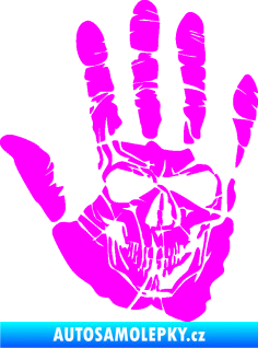 Samolepka Lebka 032 levá otisk dlaně Fluorescentní růžová