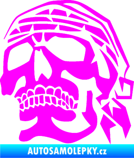 Samolepka Lebka pirát levá Fluorescentní růžová