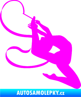 Samolepka Moderní gymnastika 001 pravá gymnastka se stuhou Fluorescentní růžová