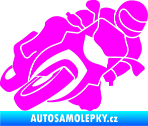 Samolepka Motorka 001 pravá silniční motorky Fluorescentní růžová