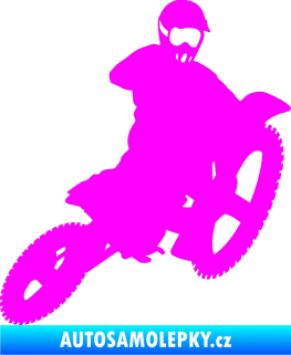 Samolepka Motorka 004 pravá motokros Fluorescentní růžová