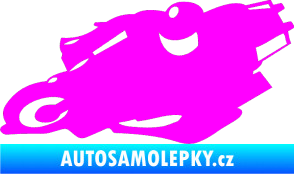 Samolepka Motorka 007 levá silniční motorky Fluorescentní růžová