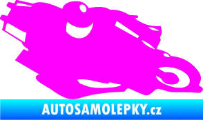 Samolepka Motorka 007 pravá silniční motorky Fluorescentní růžová
