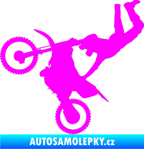 Samolepka Motorka 008 levá motokros freestyle Fluorescentní růžová