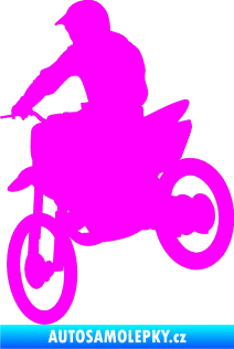Samolepka Motorka 014 levá motokros Fluorescentní růžová