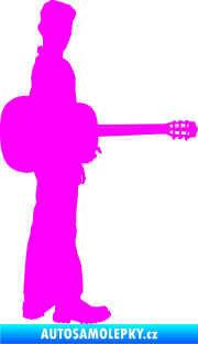 Samolepka Music 003 pravá hráč na kytaru Fluorescentní růžová