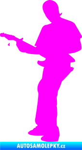 Samolepka Music 006 levá hráč na kytaru Fluorescentní růžová