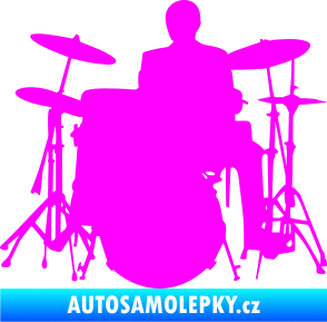 Samolepka Music 009 levá hráč na bicí Fluorescentní růžová