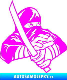 Samolepka Ninja silueta pravá Fluorescentní růžová