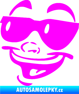 Samolepka Obličej 005 levá veselý s brýlemi Fluorescentní růžová