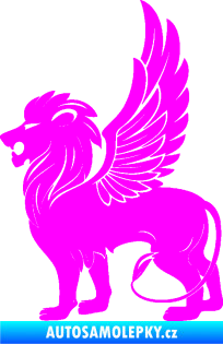 Samolepka Okřídlený lev 001 levá mytické zvíře Fluorescentní růžová