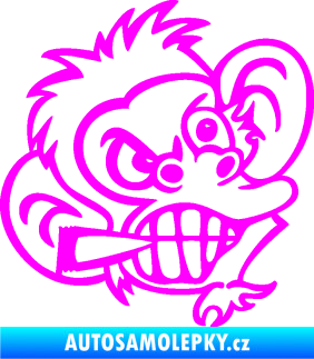 Samolepka Opičák 001 pravá s cigaretou Fluorescentní růžová