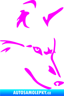 Samolepka Pes 159 pravá vlk Fluorescentní růžová
