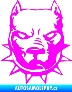 Samolepka Pitbull hlava 002 levá Fluorescentní růžová