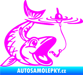 Samolepka Ryba s návnadou 004 pravá Fluorescentní růžová
