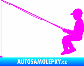 Samolepka Rybář 011 levá chlapec s prutem Fluorescentní růžová