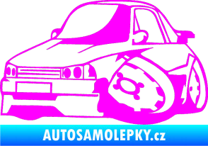 Samolepka Škoda 120 karikatura levá Fluorescentní růžová
