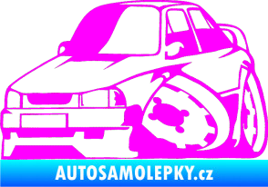 Samolepka Škoda 130 karikatura levá Fluorescentní růžová