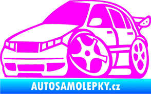 Samolepka Škoda Fabia 001 karikatura levá Fluorescentní růžová