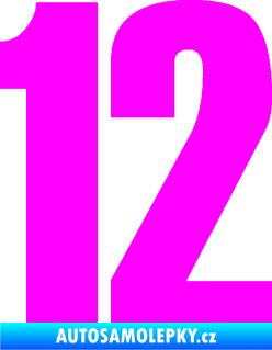 Samolepka Startovní číslo 12 typ 2    Fluorescentní růžová