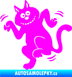 Samolepka Veselá kočka levá Fluorescentní růžová