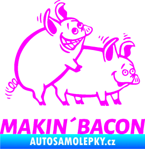 Samolepka Veselá prasátka makin bacon pravá Fluorescentní růžová