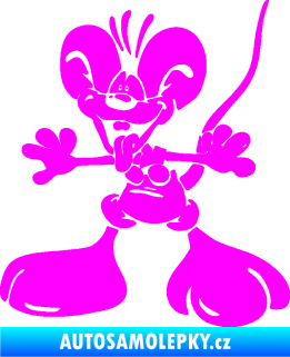 Samolepka Veselý myšák levá Fluorescentní růžová
